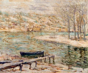 Flusslandschaft – Boot und Bäume