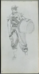 Skizzenbuch, Seite 79: Soldat mit Trommel
