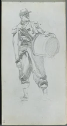 Skizzenbuch, Seite 79: Soldat mit Trommel