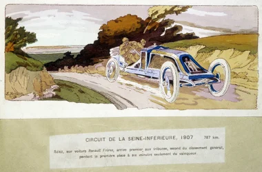 Circuit de la Seine-Inférieure, Szisz im Renault Frères, kam als Erster in die Boxen, Zweiter in der Gesamtwertung, verlor den ersten Platz nur sechs Minuten vor dem Sieger
