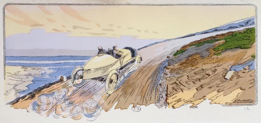 Henri Rougier in seinem Lorraine-Dietrich beim Mount Ventoux Rallye 1904, ca. 1910