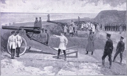 Die Belagerung von Port Arthur. In einem der Häfen, die den russischen Hafen bewachen, Illustration aus Cassells Geschichte des Russisch-Japanischen Krieges Band 1, ca. 1900