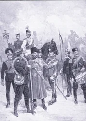 Typen russischer Soldaten, Illustration aus Cassells Geschichte des Russisch-Japanischen Krieges Band 1, ca. 1900
