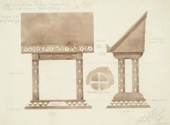 Entwurf für ein Lesepult aus braunem Ebenholz, eingelegt mit Silber und Perlmutt, ca. 1905-15