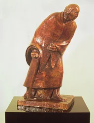 Alte Frau mit einem Spazierstock, 1913