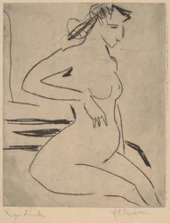 Weiblicher Akt sitzend, 1909