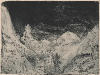 Berglandschaft mit kleinen Mäher