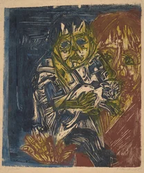 Frau mit Kind und Katze, 1919