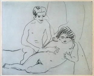 Paar: Ein nacktes Paar liegt auf einem Bett - New York, Museum of Modern Art