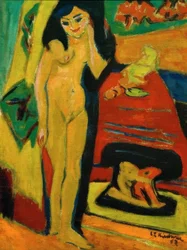 Nacktes Mädchen hinter Vorhang (Fränzi)