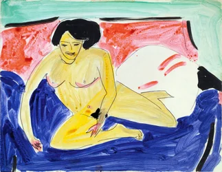 Sitzender Akt auf einem Diwan