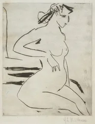 Schwangere nackte Frau, sitzend. 1909