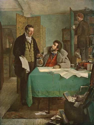 Unterzeichnung des neuen Mietvertrags, 1868, ca. 1930