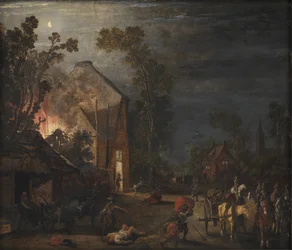 Ein Dorf bei Nacht geplündert