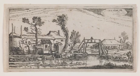 Bauernhof hinter einem Kanal, aus der Serie „Zehn längliche Landschaften“