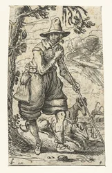 Jäger mit zwei Hunden
