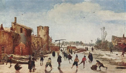 Schlittschuhlaufen nahe der Stadtmauer