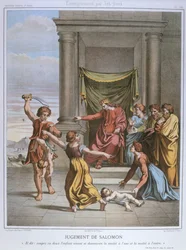 Das Urteil Salomos, Illustration aus einem Katechismus, ca. 1860