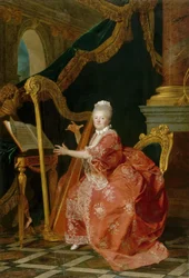 Porträt von Prinzessin Victoire von Frankreich beim Harfespielen