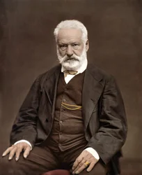 Porträt von Victor Hugo, französischer Schriftsteller und Dichter, Kolorierung auf einem Foto von Etienne Carjat - Victor Hugo. ca. 1870. Farbige Fotografie.