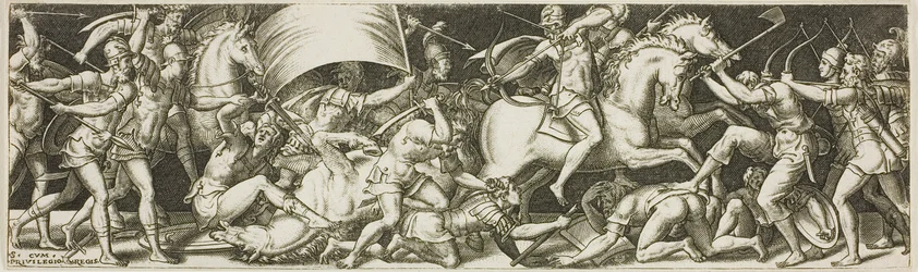 Schlacht von Kavalleristen und Infanteristen
