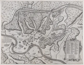 Speculum Romanae Magnificentiae: Antikes Rom und seine Hügel, vom Westen, 1573