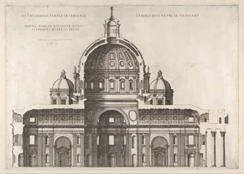 Speculum Romanae Magnificentiae: Längsschnitt zeigt das Innere von Sai...