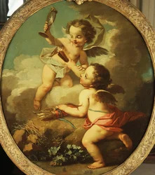 Eine Allegorie der Liebe - Putti vergnügen sich in einer Landschaft