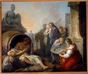 Diogenes zerbricht seinen Becher