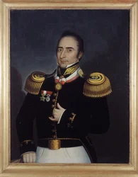 Porträt von André Hippolyte Bouchard, der an der Revolution von Buenos Aires am 25. Mai 1810 teilnahm, von Étienne Prosper Berne-Bellecour (1838 - 1910)