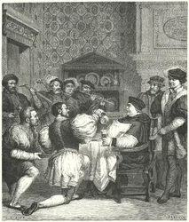 Kardinal Wolsey wird zu Hause unterhalten