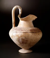 Etruskische Zivilisation: Terrakotta-Oinochoe in Form eines Vogels, 600 v. Chr. Dim 23,8 cm Vom Fundort Bisenzio