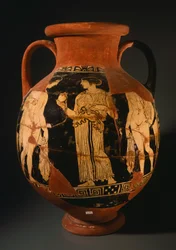 Pelike mit Mädchen, das einen Granatapfel präsentiert (rekonstruiert)