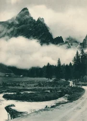 Pala-Gruppe in Wolken, San Martino di Castrozza, Dolomiten, Italien, 1927