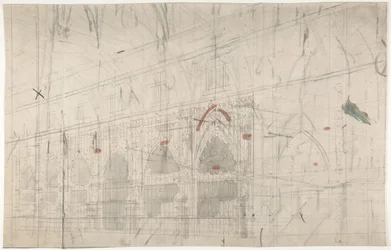 Entwurf für ein Bühnenbild an der Opéra, Paris: Kircheninnenraum, 1830-90