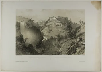 Gesamtansicht von Tivoli, Tafel siebzehn aus Italie Monumentale et Pittoresque