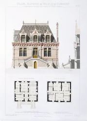 Entwurf aus Stadt- und Landhäusern basierend auf den modernen Häusern von Paris, ca. 1864