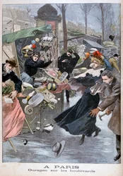 Hurrikan auf den Boulevards, Paris, 1900