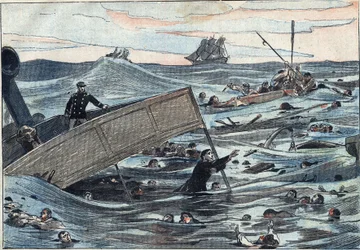 Untergang des Schiffes „Burgundy“, versenkt von einem englischen Segelboot