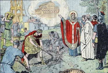 Der römische Kaiser Konstantin I. (272-337), nach seiner Taufe durch Papst Silvester, beschloss den Bau der Basilika des Heiligen Erlösers in Lateran (heute San Giovanni in Laterano), die 324 geweiht wurde, und nahm zwölf Körbe