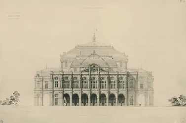 Frankreich, Paris, Entwürfe von Viollet le Duc für den Wettbewerb zum Bau des neuen Opernhauses von Paris