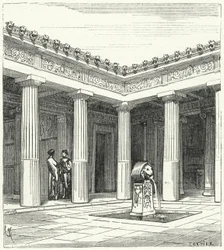 Dorischer Innenhof eines antiken griechischen Hauses