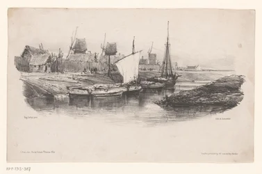 Hafen mit Booten und Windmühlen