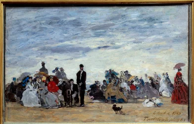 Strand von Trouville. Gemälde von Eugene Louis Boudin