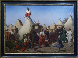 Infanteriepioniere bereiten ihr Lager für das Fest des Kaisers vor