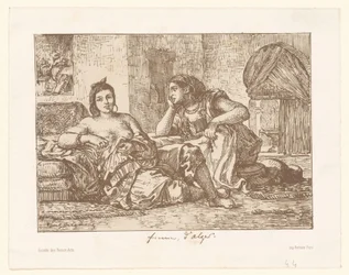 Zwei sitzende algerische Frauen