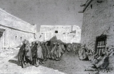 Prozession in einem Dorf im Sahel