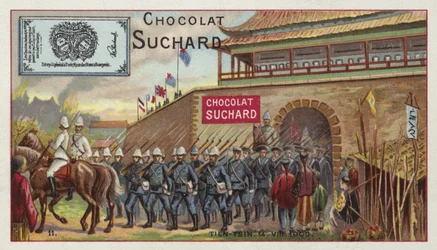 Alliierte Truppen marschieren aus Tianjin, China, Boxeraufstand, 1900