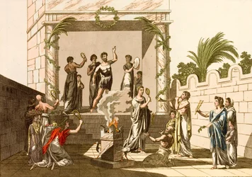 Alte Römer führen die Riten der Isis durch, Pompeji