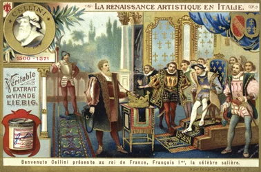 Benvenuto Cellini präsentiert seinen Salzstreuer König Franz I. von Frankreich
